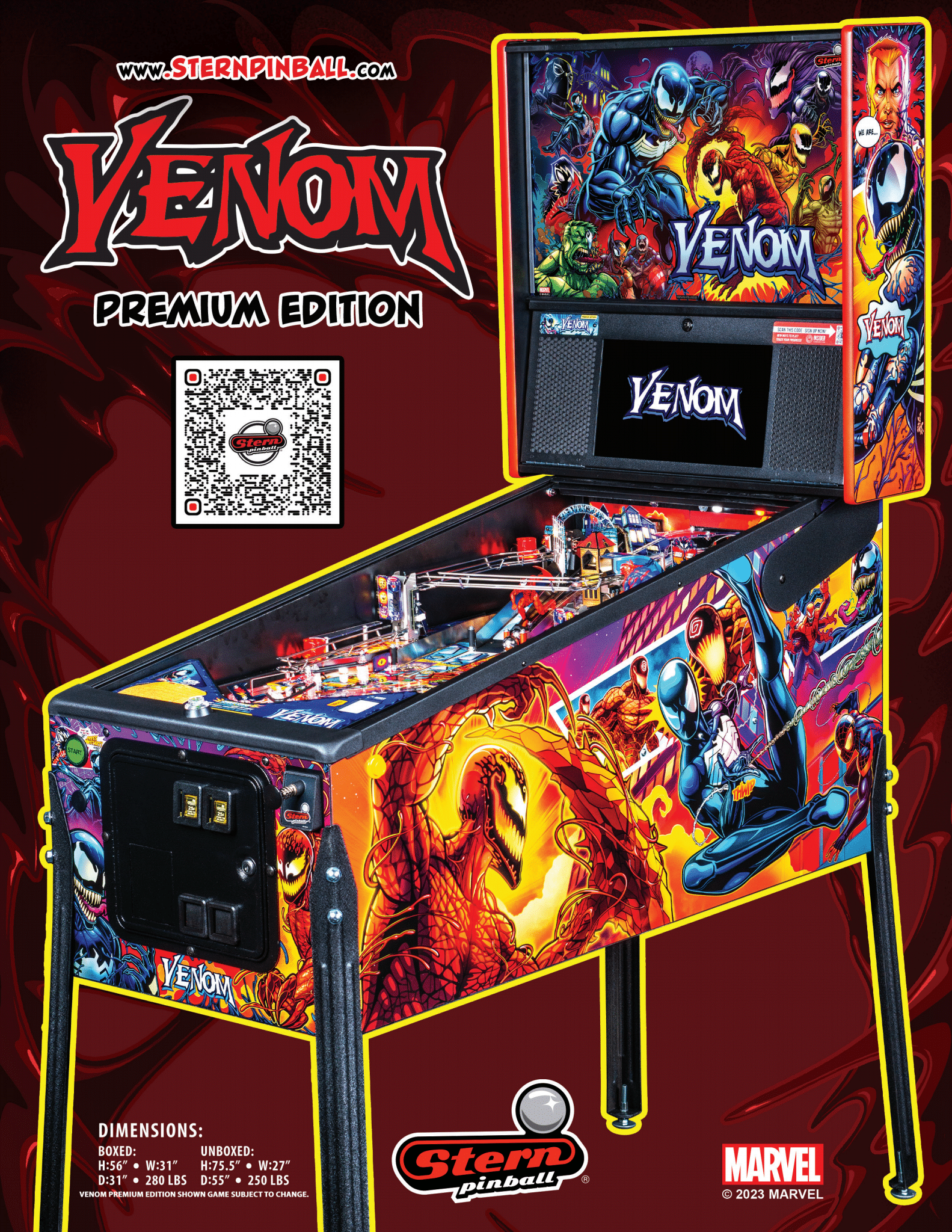 Venom Premium Pinball Machine by Stern