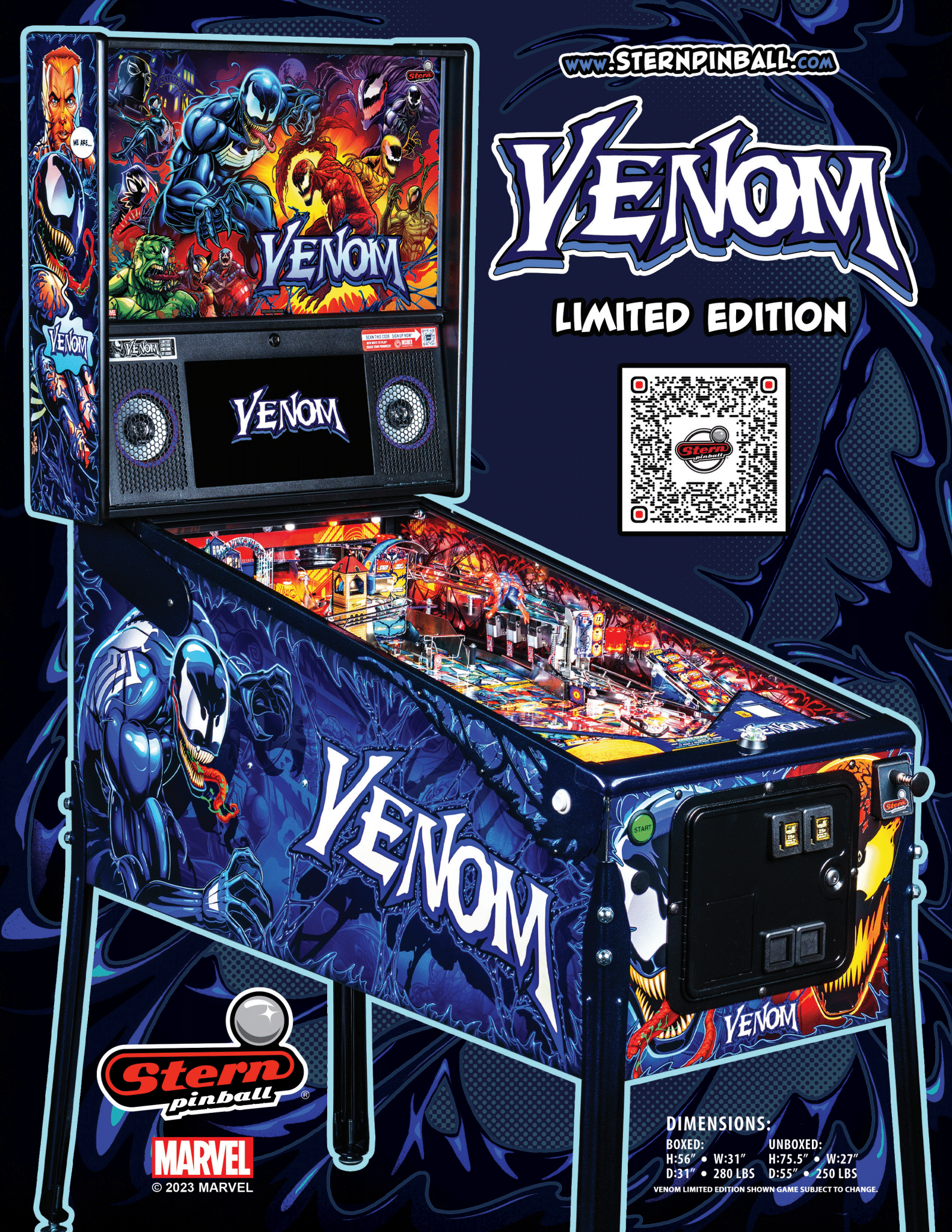 Venom Premium Pinball Machine by Stern