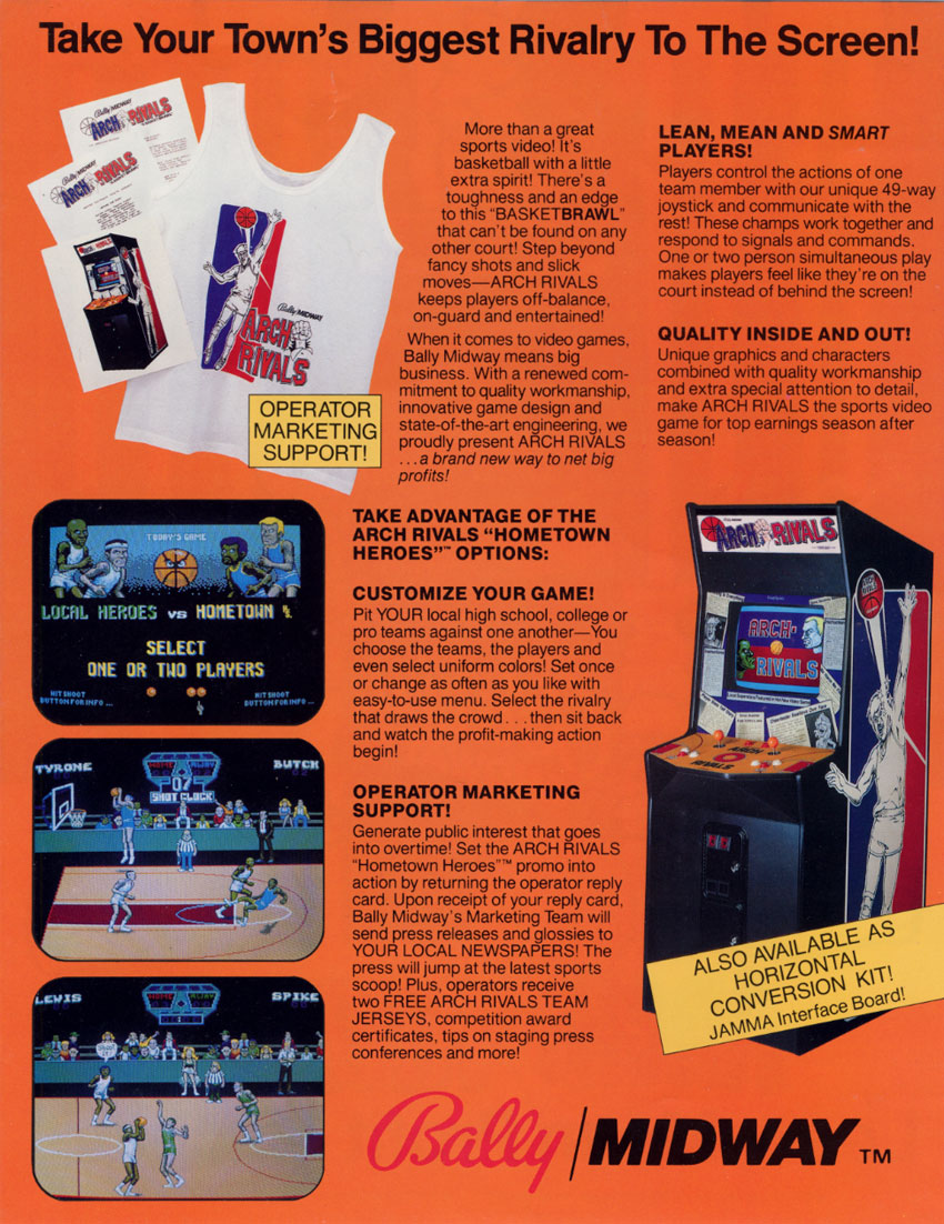 Arch Rivals Arcade Game For Sale