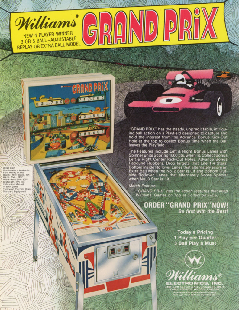 Grand Prix Pinball game for sale- Vintage Arcade Superstore